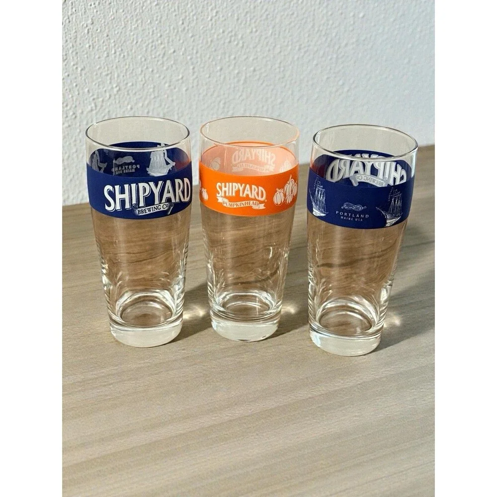 Shipyard Brewing Co. Beer Glass Portland Maine | Set Of 3 | Pumpkin head